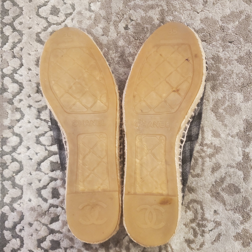 Chanel Plaid Flannel Espadrille Flats Size 35 - Picture 10 of 10